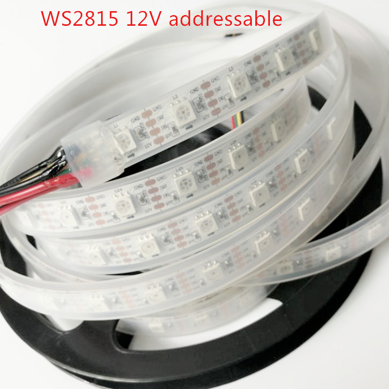 5m/roll WS2815 DC12V (WS2812B/WS2813) RGB LED Pixels Strip Light Individually Addressable LED Dual-Signal 30/60/144 Pixels/Led/m