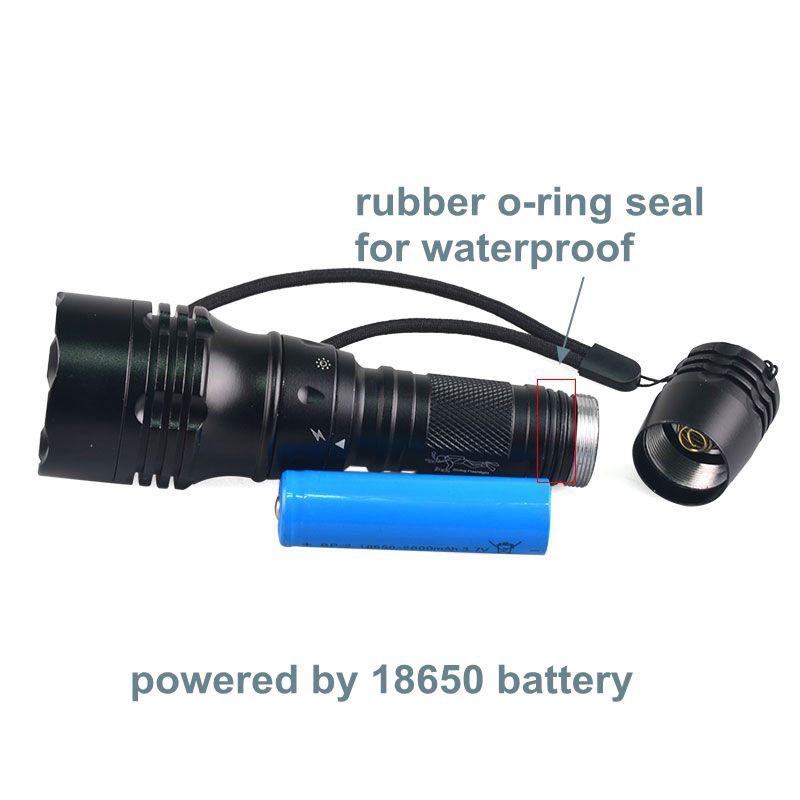 Most Powered LED Under Water Flashlight XM-L2 LED Super Bright LED Diving Light