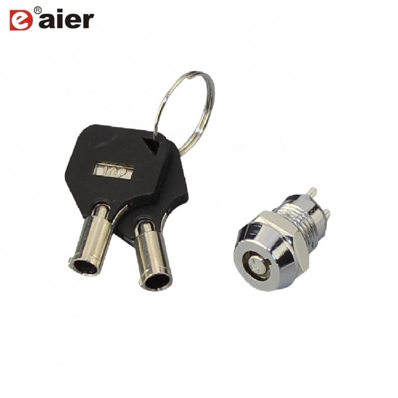 12MM 0.5A 250VAC 2 Pin ON OFF 2 Position Tubular Switch Key Lock