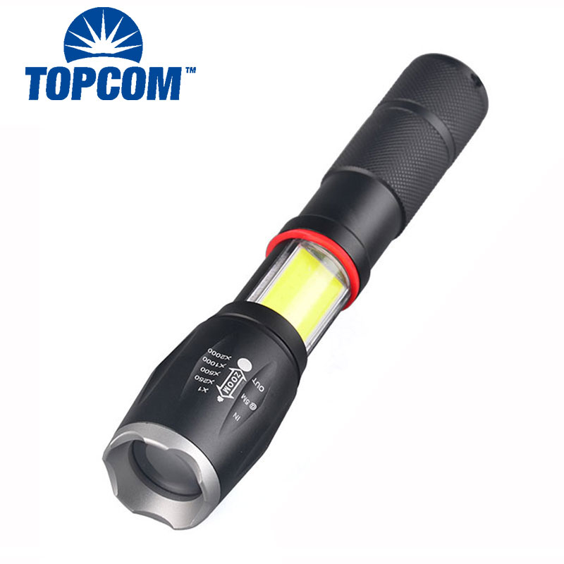 Aluminum Alloy Magnetic Extendable COB Flashlight 2000 Lumens 10W XML T6 LED Side COB High Power Torch Light