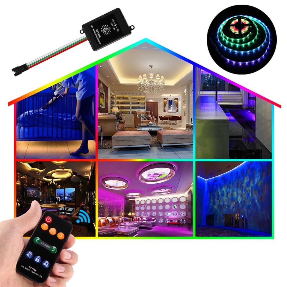 SP106E 9keys LED Music LED Controller DC5V-12V WS2811 /WS2812B /6812 /1903/6803 Magic LED tape digital music sound controller