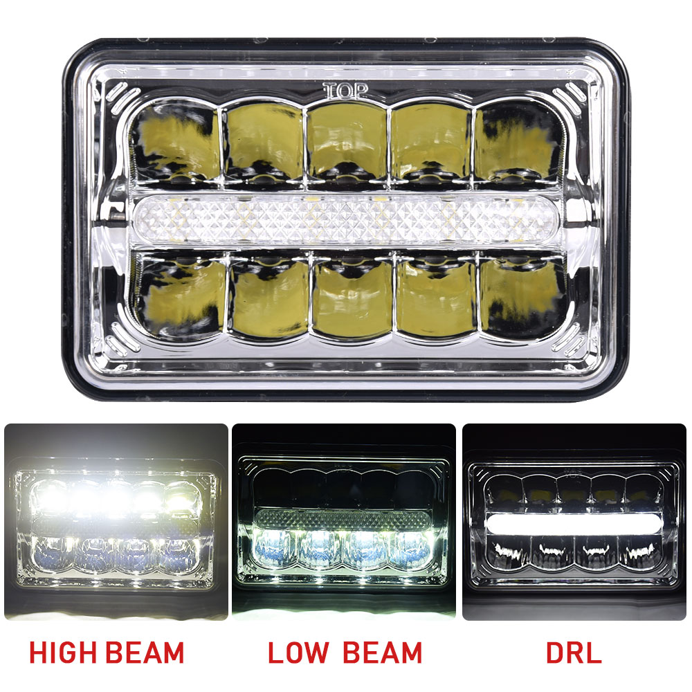 Square  4x6  LED Headlight for truck Motor Headlamp  4X6 Car led headlight 45W LED Headlight China supplier