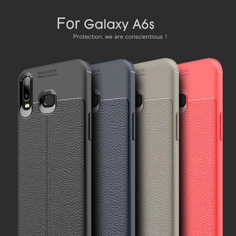 Carbon Fiber Lichee Pattern tpu For Samsung galaxy A6S Soft TPU Case