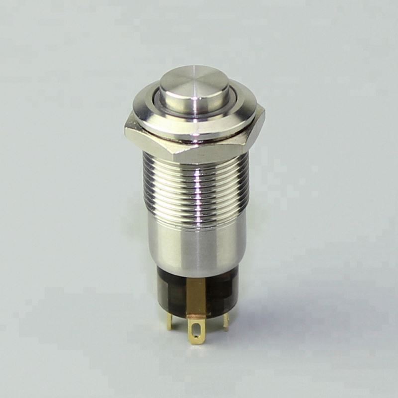 High Round Button 4Pin SPST Latching Ring Illuminate Metal Waterproof 12MM ON OFF Switch