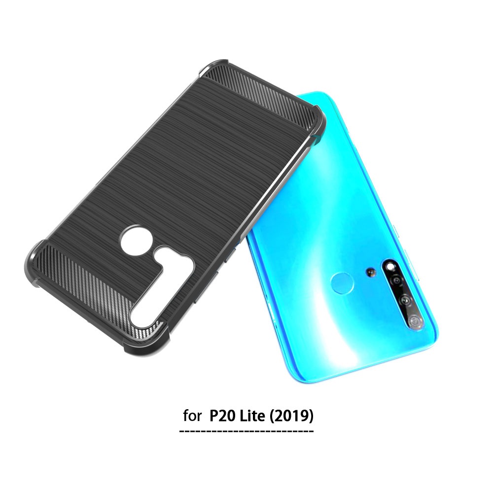 Carbon Fiber Cover soft Tpu Brushed case For Huawei P20 Lite 2019