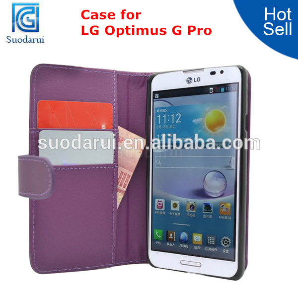 Card Slots Lichee Leather Cover Case Wallet for LG Optimus G Pro E980 E985