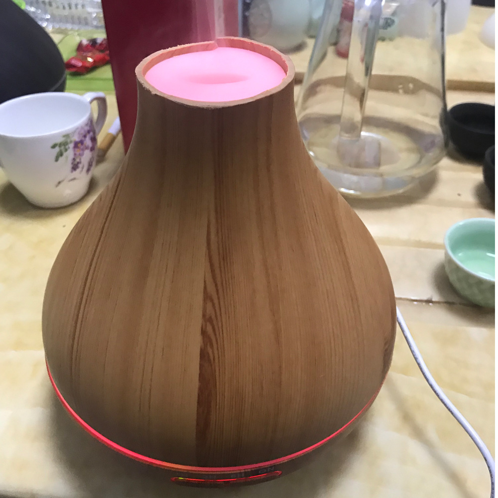 Wood Grain Aromatherapy Essential Oil Diffuser Ultrasonic Diffusers Cool Mist Humidifier with 7 Colors LED Lights and Waterless