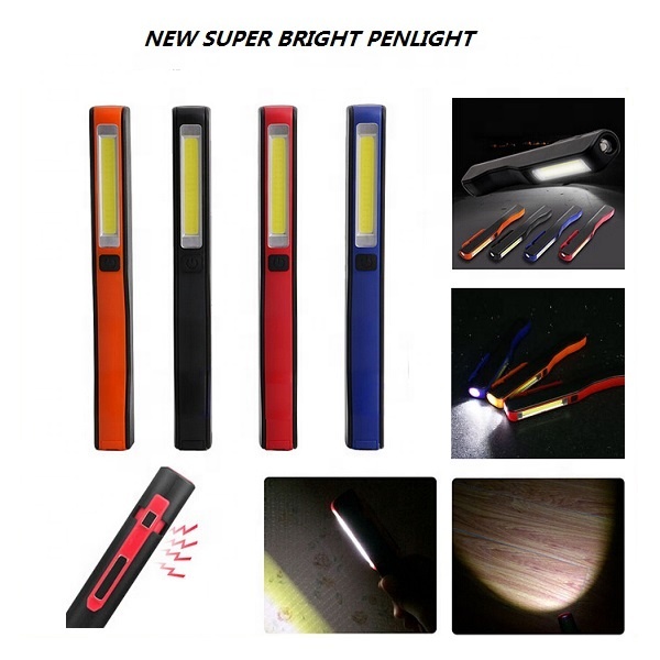 New Factory Mini LED COB Plastic Pen Torch Flashlight Handheld Work Light Magnet