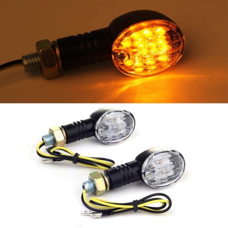 2pcs Motorcycle 11 LEDs Turn Signal Light Lamp Bulb Yellow 1W DC 12V 10mm