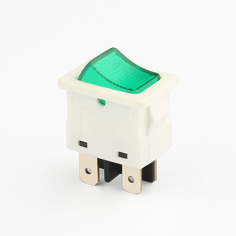 kcd6 6a 250v 4 pin green illuminated rocker switch t55