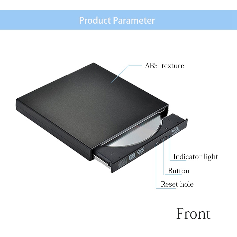 External Slim Bluray burner USB 2.0 BD-RE CD/DVD RW Writer Play 3D 4K Blu-ray Disc for Laptop Notebook Netbook PC