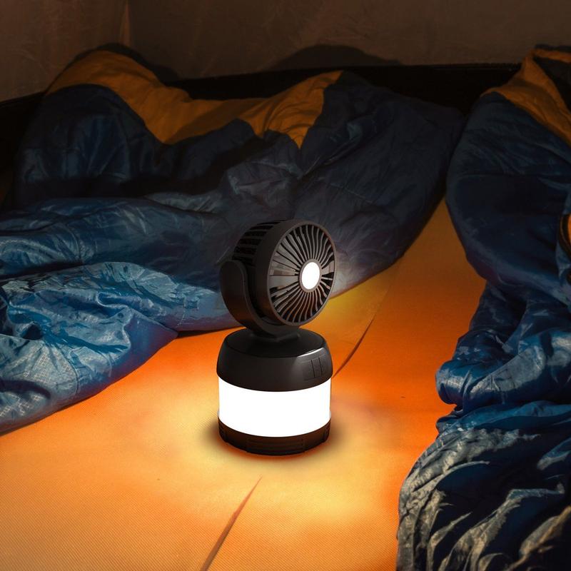 2018 New Design Rechargeable Camping Fan Lamp with Power Bank