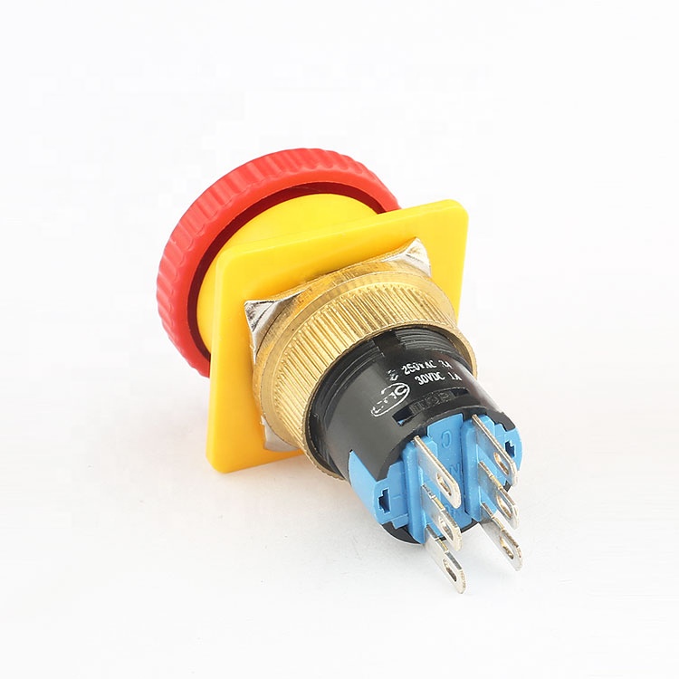 Normal 16mm double single alternate plastic nut emergency stop rotary switch