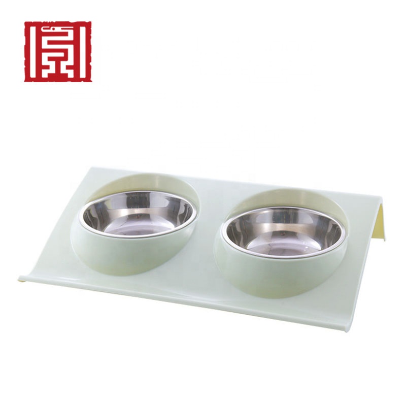 Multi-purpose portable stainless steel 2 in 1 dog/cat universal pet food bowl