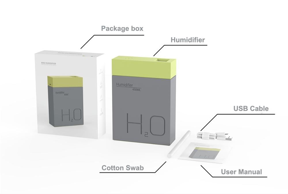 Portable USB Humidifier 450ml Large Capacity Waterless Auto-off Natural Way to Relieve Stress