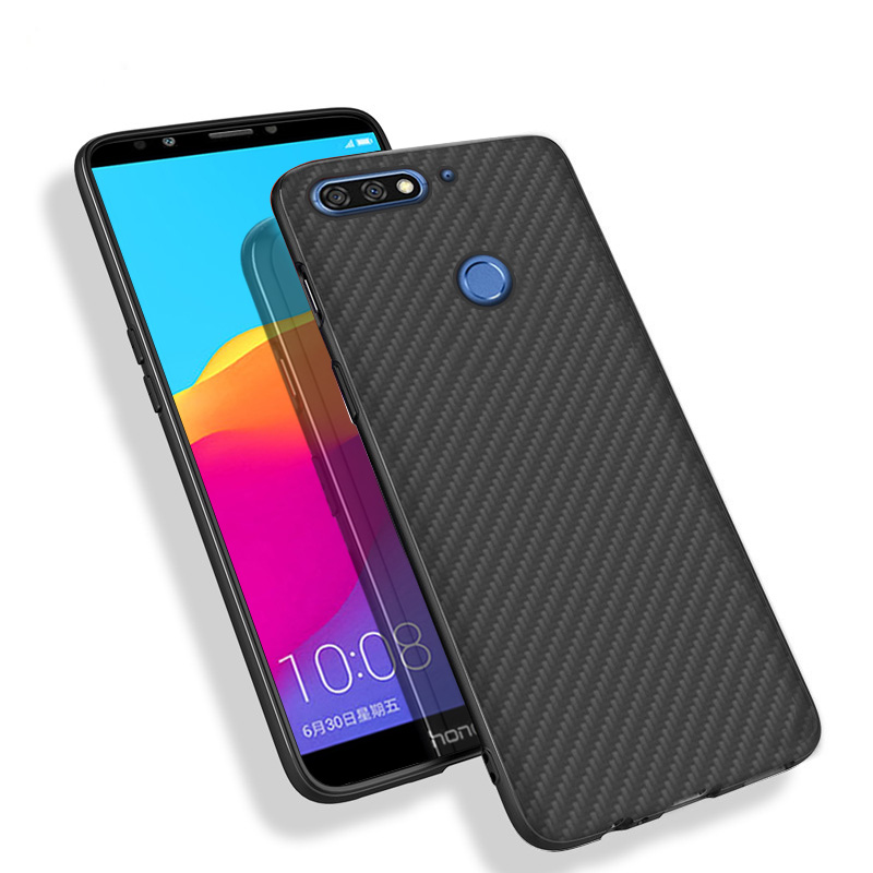 Matte Finish Carbon Fiber Textured Light Thin Shock Absorbing Bumper Skin hard case For Huawei honor 7C