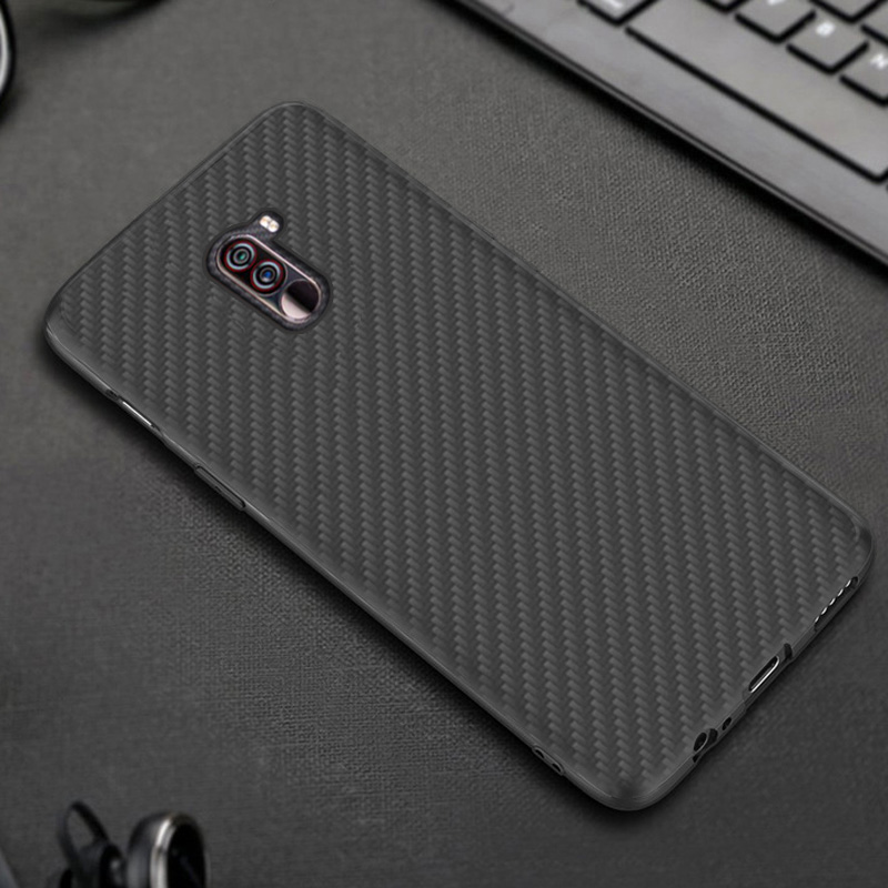 Premium Carbon Fiber  Case Full Sides Protective Shell Back shockproof Cover Design For Xiaomi pocophone F1