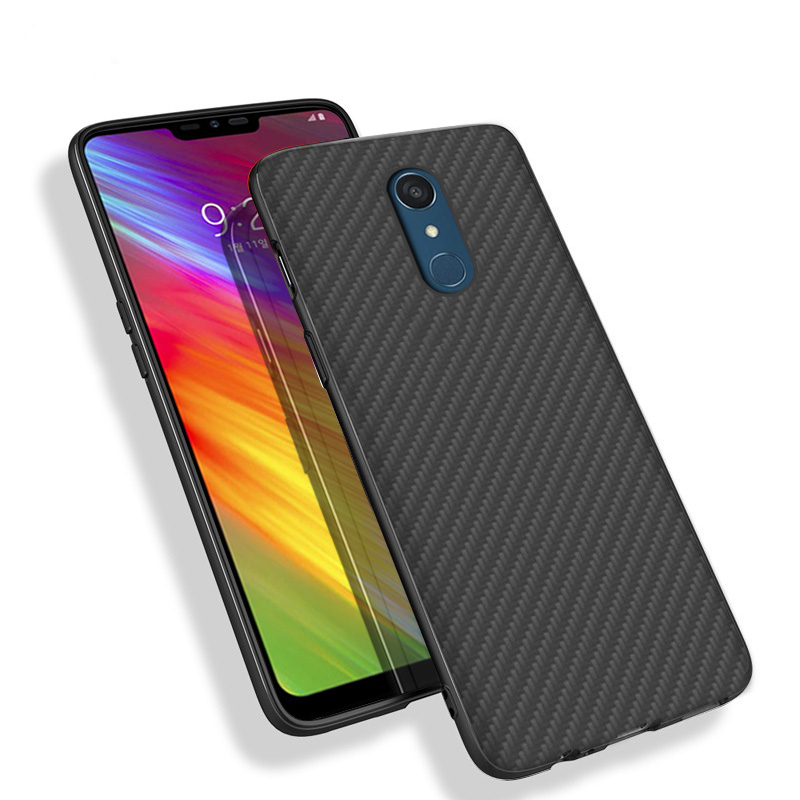 Matte Finish Carbon Fiber Textured Light Thin Shock Absorbing Bumper Skin hard case for LG Q9