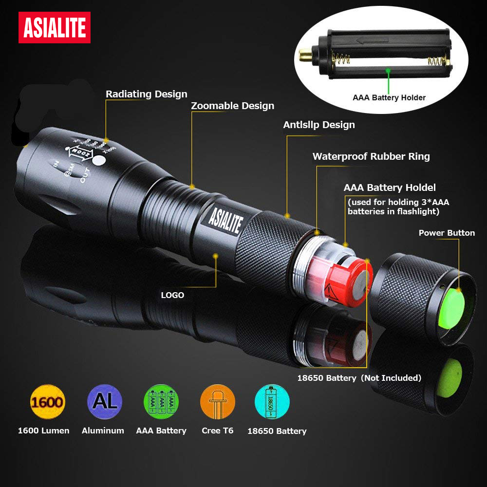 Logo Customize XML T6 Pocket Warranty aluminium alloy stainless Zoomable Rechargeable Flash light tactical LED torch Flashlight