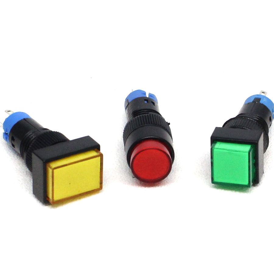 3A 220VAC 10mm led square 12 volt 2 position push button switch