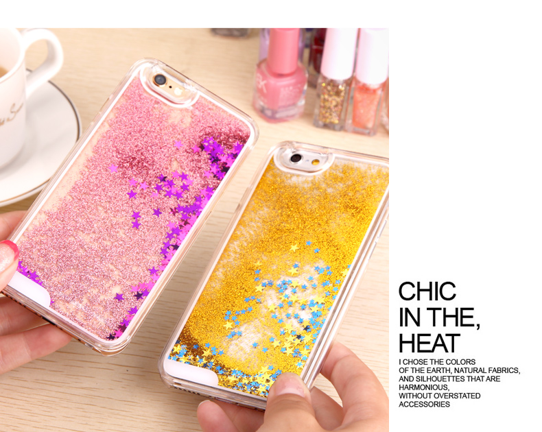 Creative Bling Star Liquid Quicksand Phone Case For iphone 5s/5 PC Material Mobile Covers