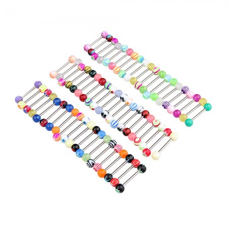 50 Ball Tongue Nipple Bar Ring Barbell Body Piercing
