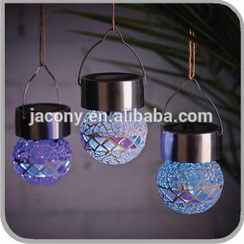 Solar Hanging Crackle mosaic glass lamp Decoration Garden Light (JL-2633B)