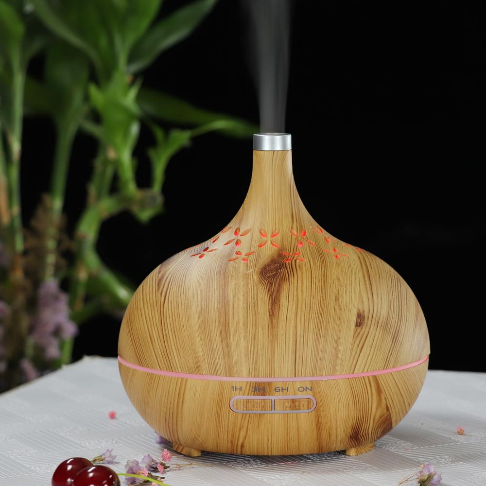 400ml Aroma Diffuser Big Capacity Diffuser Essential Oil Diffuser Ultrasonic Air Humidifier with Wood Grain LED Night Light