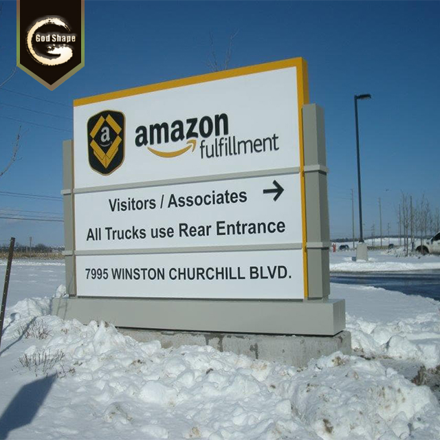 Outdoor building free standing pylon sign advertising led light sign project billboard signage