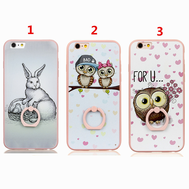 UV Printing 3D Relief Owl Rabbit Matte PC Case with TPU Frame Edge for iPhone 6S Case