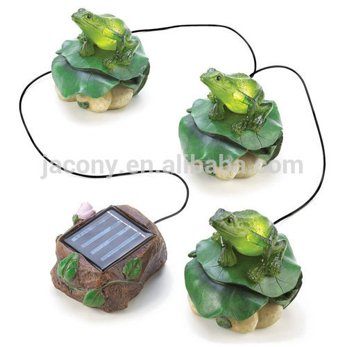 solar outdoor garden lamp poly-resin frog 3 sets (JL-7814C)