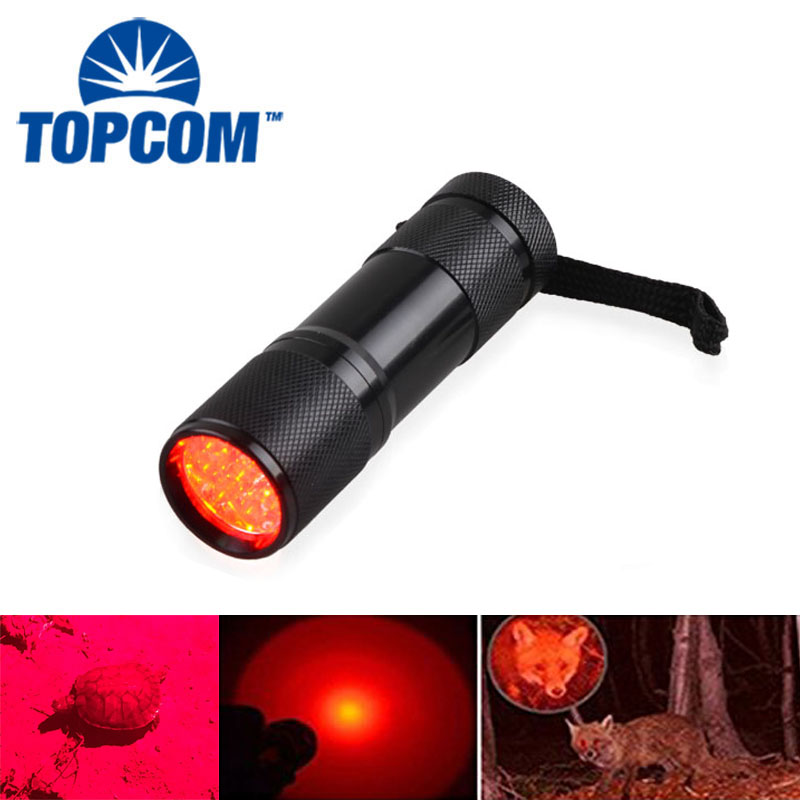 Wholesale LED waterproof Red flashlight Torch Red flashlight aluminum gift 9LED red light lamp