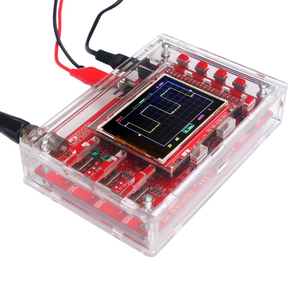 DSO138 2.4 TFT Handheld Pocket-size Digital Oscilloscope Kit DIY Parts + Acrylic DIY Case Cover Shell for DSO138
