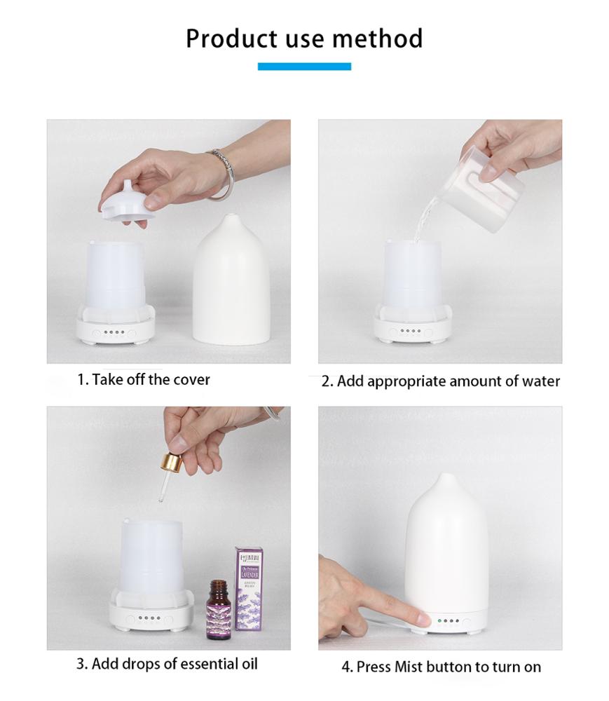 Factory Wholesale 2019 New Trending Product 100ml Aromatherapy Diffuser Ceramic Humidifier For Gift Or Home