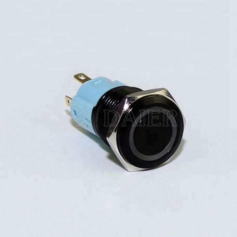 16MM Flat Button Ring Illuminate Momentary Or Latching Waterproof Metal 240V Switch