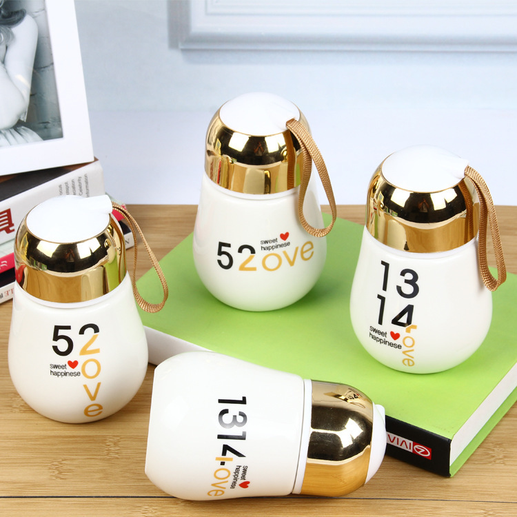 Cute ceramic Penguin cup bulb water bottle custom logo gift cup