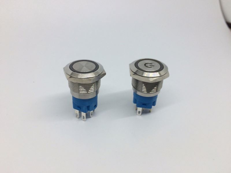 19mm Flat Ring IP67 Bi-Color Momentary Led Push Button Switch