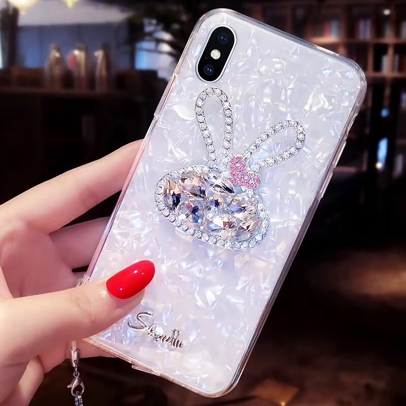 Glossy Diamond Crown Cat Phone Case Cover with Jewelry Lanyard for iPhone Xs Max 8 Plus,  For iPhone X Case Diamond