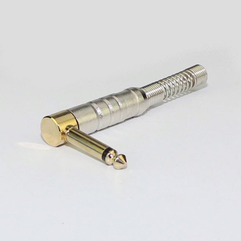 6.35mm Metal Stereo Plug Metal Housing W/Spring Wire Protection Audio Jack Plug
