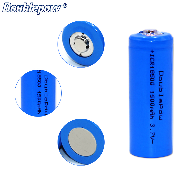 Top quality li ion battery Doublepow18500 1500mah battery 18500