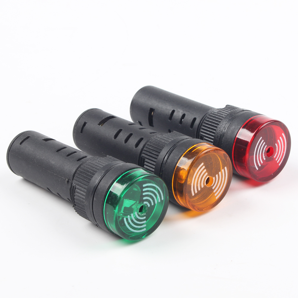 AD16-16SM 16mm 12V 24V 110V 220V Flash Signal Light Red warning Buzzer Beep Alarm plastic Indicator Red Green Yellow