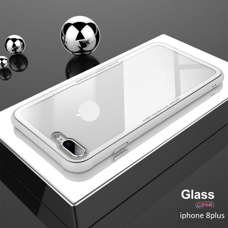 2019 Newest shockproof tpu frame tempered glass back cover mobile phone case For iphone 8plus
