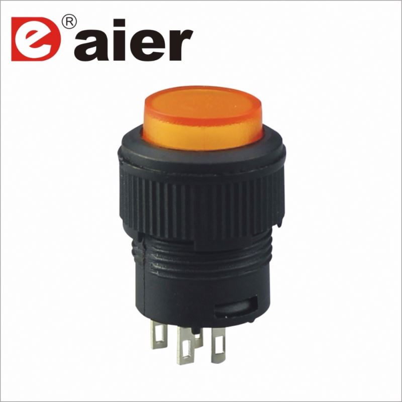 16mm SPST 250VAC Latching Illuminated Button Switch