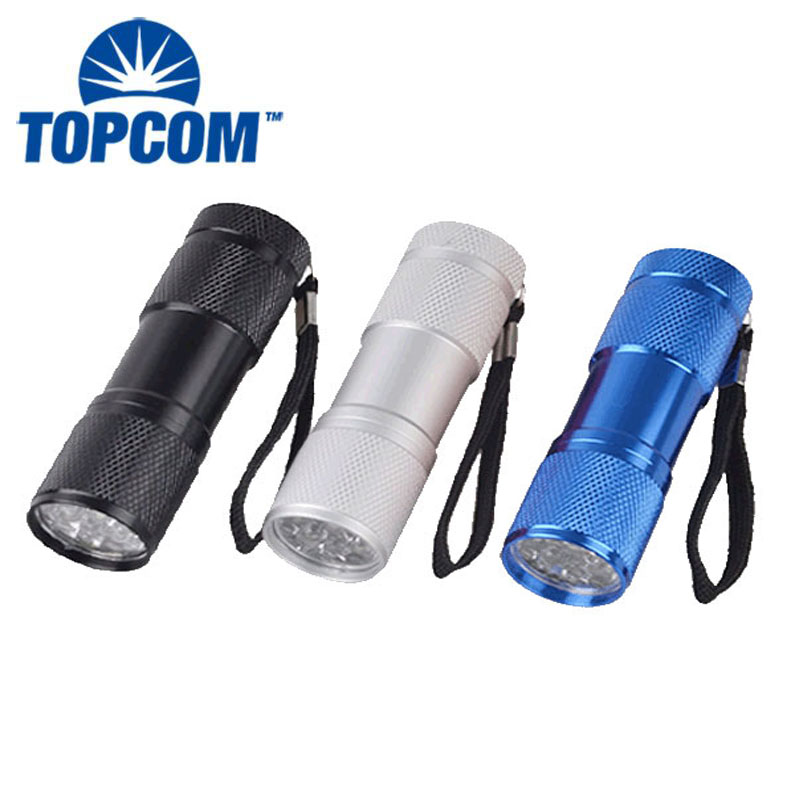 Multi-color LED High Power Flashlight 9leds Mini Light Torch for Promotion