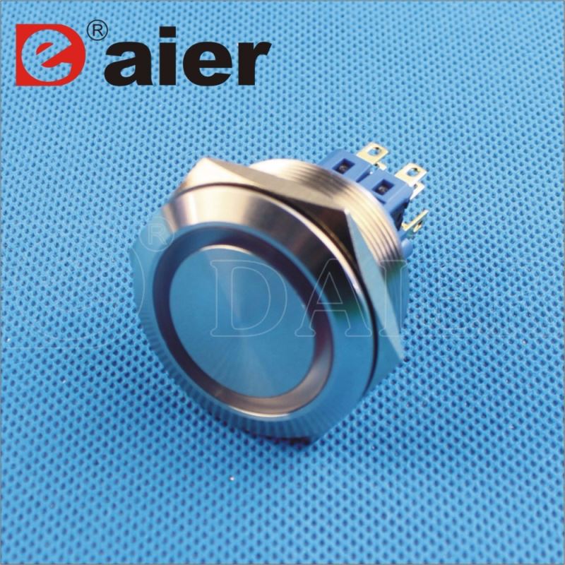 Flat Shape Ring Illuminated IP67 flashlight 30mm metal push button