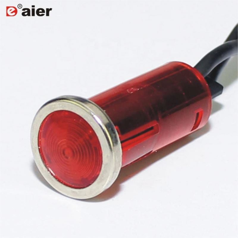 Metal Ring 12.7MM Round Plastic 12V  Wired Auto Pilot Lamp
