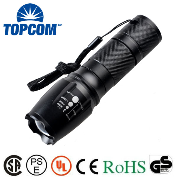 Rechargeable Powerful GS,CE,RoHS,UL,CCC Certification And 26650/18650/AAA Battery E26 Type Flashlight