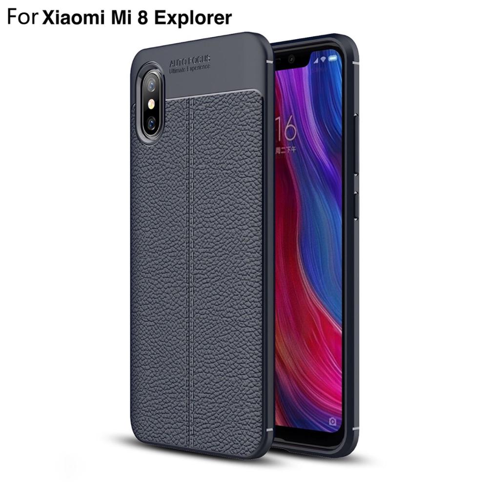 New Design Carbon Fiber Lichee Pattern For Xiaomi Mi 8 Explorer Soft TPU Case For Xiaomi Mi 8 Explorer