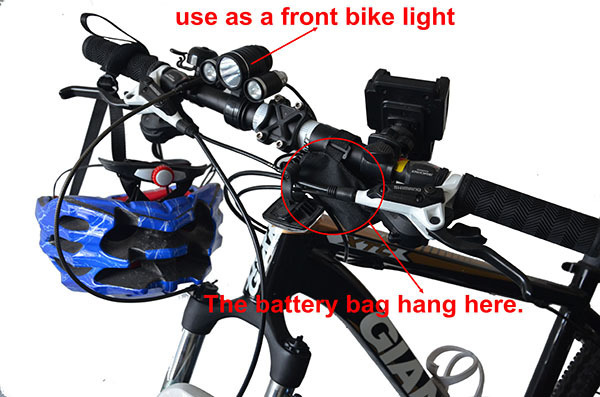 TD257 3 LED Rechargeable Head Lamp Front Mountain Bike Light