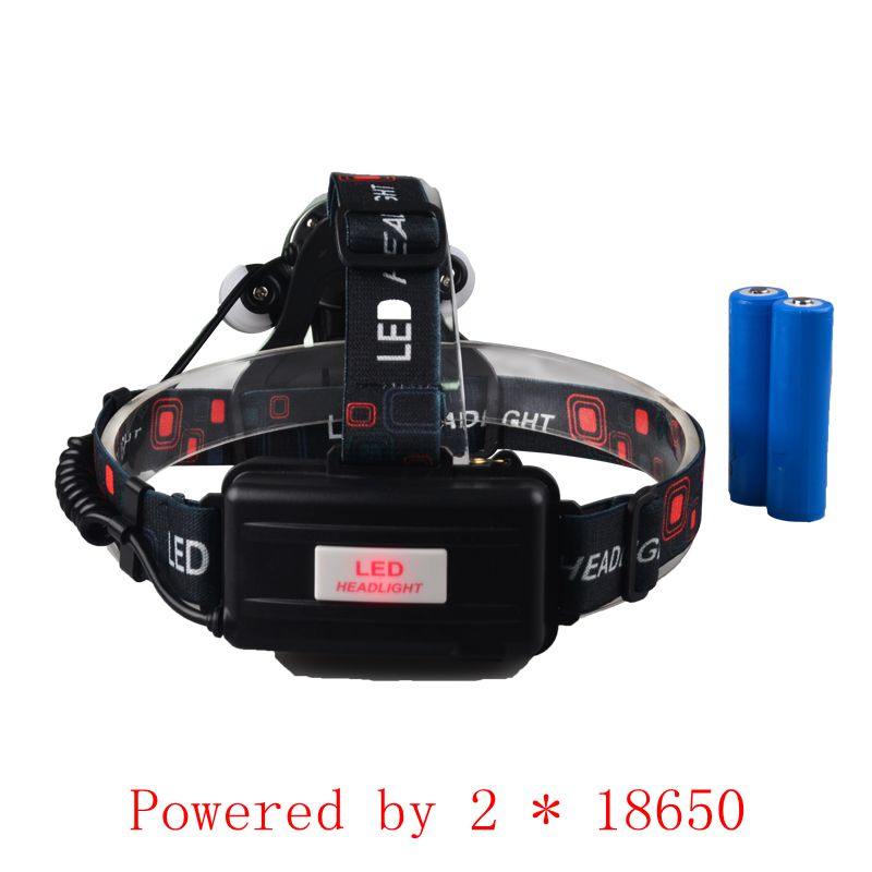 2000lm 30w T6 + R2 Warning Headlamp Adjustable Multifunction Head Lamp With Rechargeable Batteries